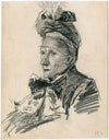 Een oude dame met hoed en mantel