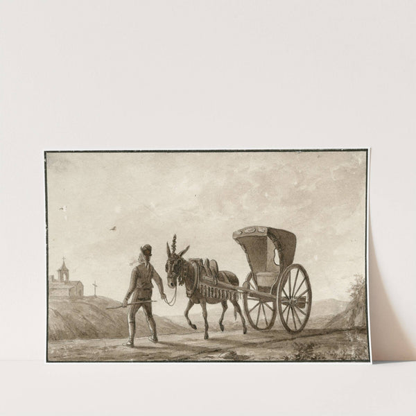 Een Spaanse sjees, getrokken door een ezel by Otto Howen