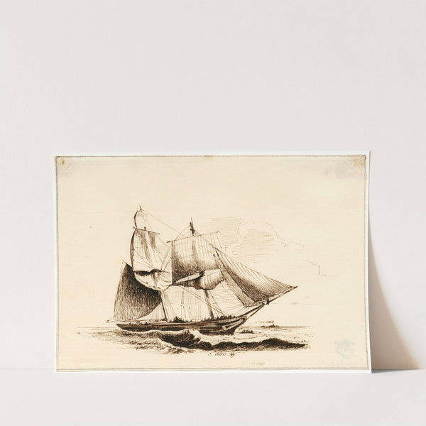 Een tweemaster in volle vaart by Pieter van Loon