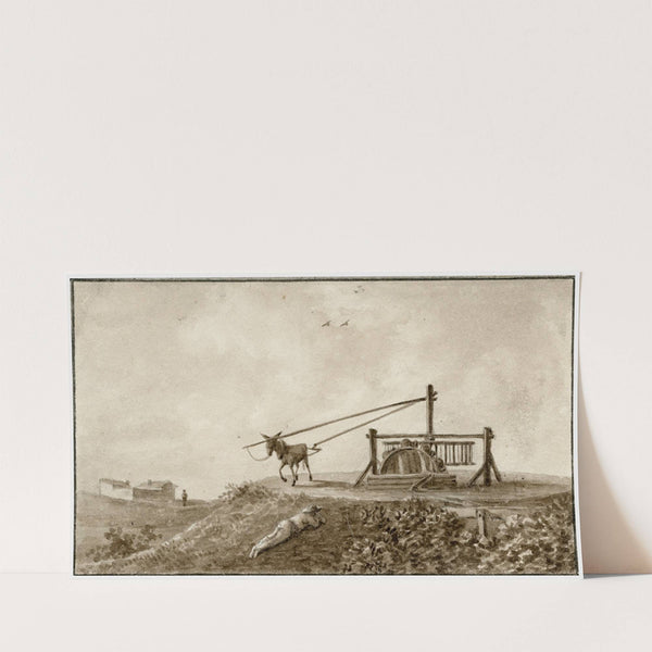 Een waterput met raderwerk en trekezel by Otto Howen