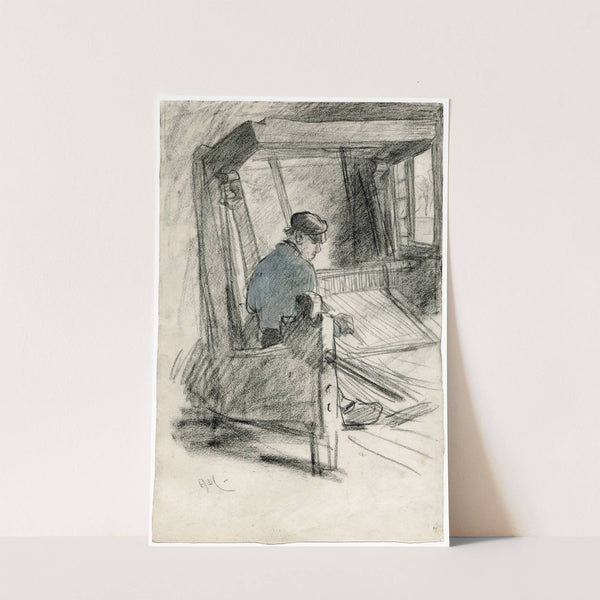 Een wever aan zijn weefgetouw by Adolf le Comte