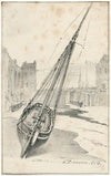 Een zeilboot op het strand bij Dover