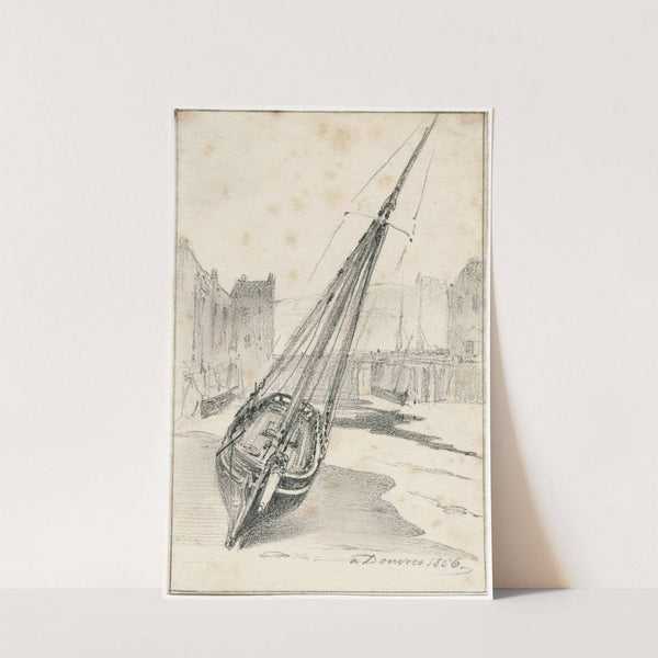 Een zeilboot op het strand bij Dover by Pieter van Loon