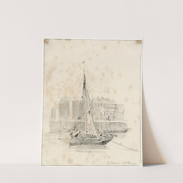 Een zeilboot op het strand bij Dover by Pieter van Loon