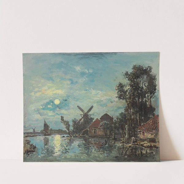 Effet de lune sur l'estuaire, Hollande by Johan Barthold Jongkind