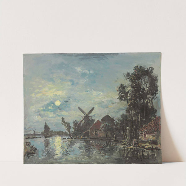 Effet De Lune Sur L'estuaire, Hollande by Johan Barthold Jongkind