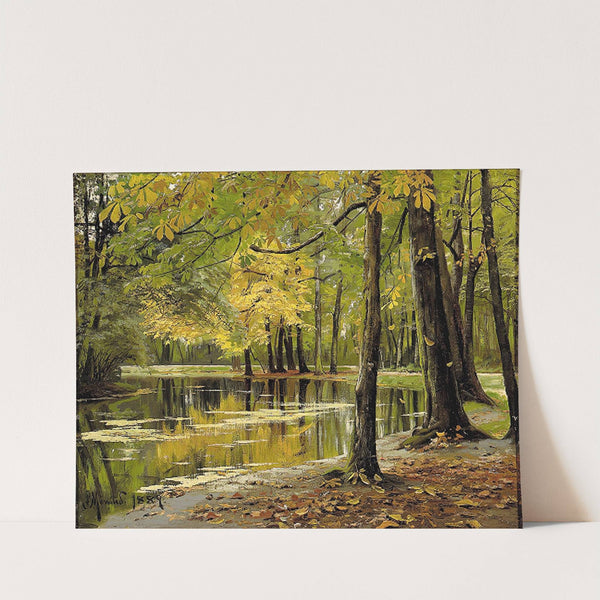 Efterårsparti Fra En Sø, I Forgrunden Kastanietræ by Peder Mørk Mønsted