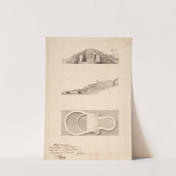 Egyptian ediface built into a hill by John Rubens Smith