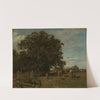 Eiche am Waldrand und pflügender Bauer by Adolf Heinrich Lier