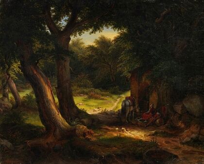 Eichenwald mit einem am Brunnen rastenden Kreuzritter (1839)