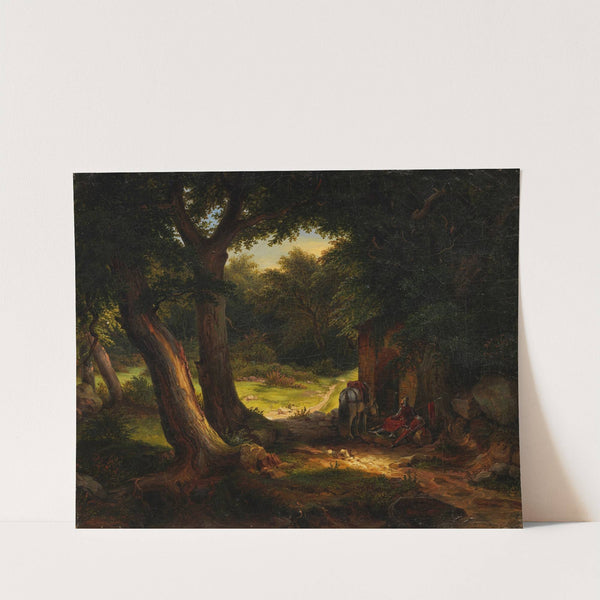 Eichenwald mit einem am Brunnen rastenden Kreuzritter (1839) by Karl Friedrich Lessing