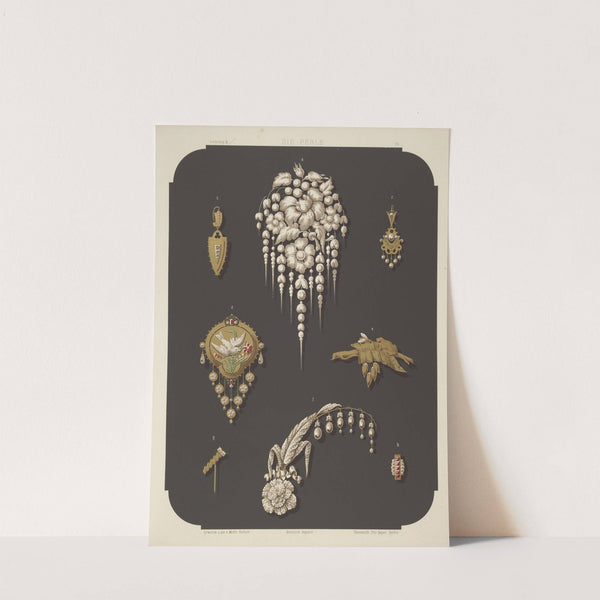 Eight Designs For Jewelry, Including Large Pin With Pearls And Flowers. (1872 - 1873) by Martin Gerlach