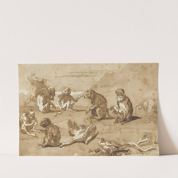 Eight Monkeys, a Dead Goose, and a Cormorant (mid-18th–early 19th century) by Giovanni Domenico Tiepolo