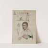 Eight small drawings, inclulding portrait, figure studies, carts by William Berryman