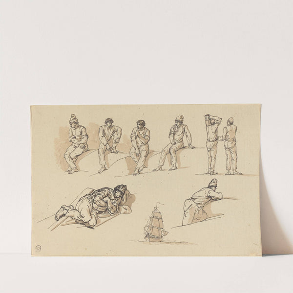 Eight Studies of Figures and a Ship at Sea by Claude-Joseph Vernet