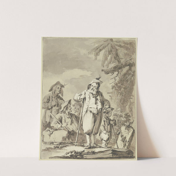 Ein alter Bauer mit drei Begleitern und einem Knaben bei einem Gedenkstein (1774) by Tiberius Dominikus Wocher