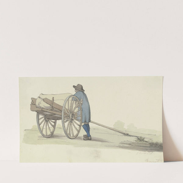 Ein Bauer vom Hunsrück bei einer Karre, diese be- oder entladend by Jakob Fürchtegott Dielmann