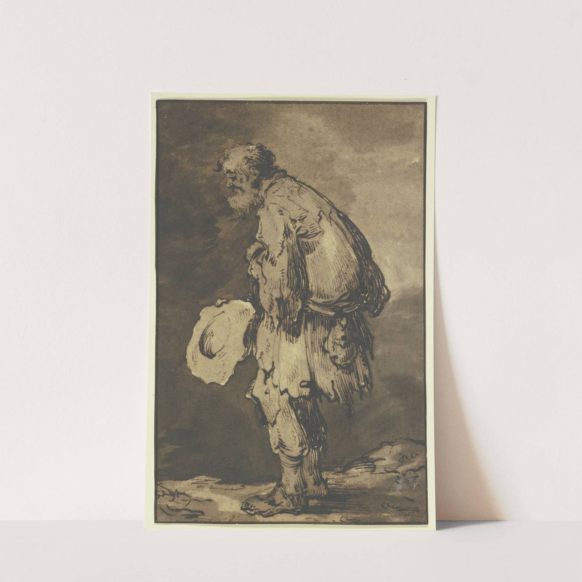 Ein Bettler, den Hut in der Hand haltend, im Profil nach links by Jacques Callot
