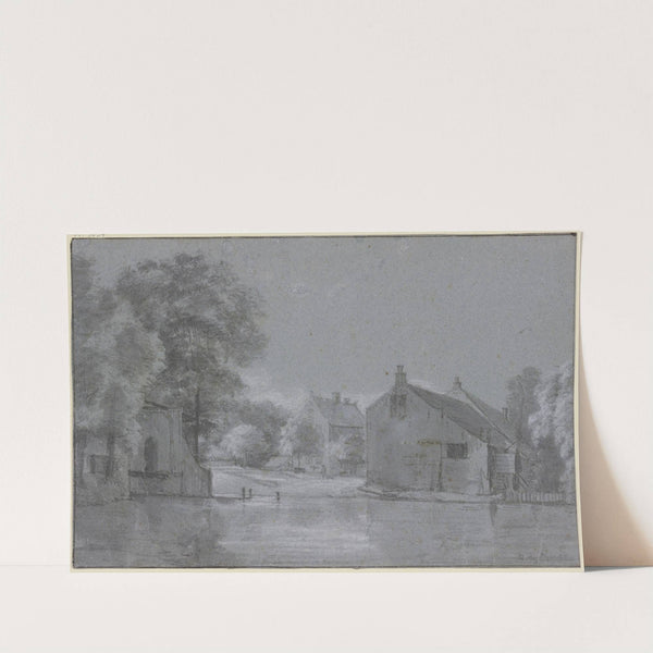 Ein Dorf mit Baumgruppen an einem Fluss by Roelant Roghman