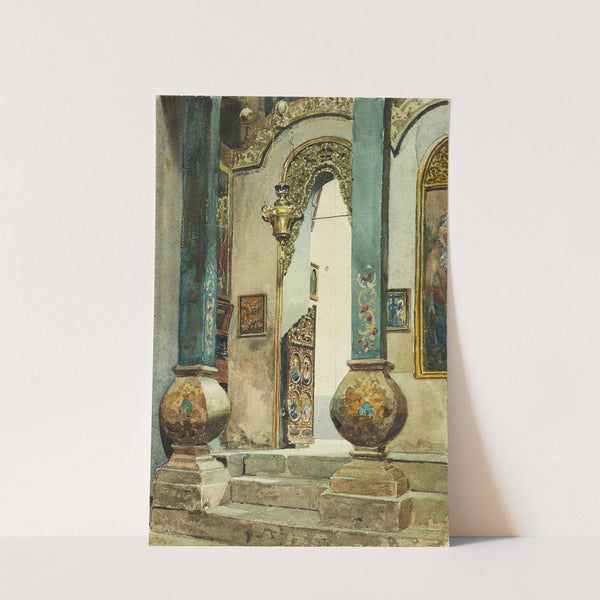 Ein Durchgang im Inneren der Grabeskirche in Jerusalem (1874) by Adolf Seel
