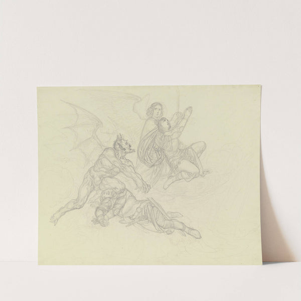 Ein Engel und ein Teufel streiten um die Seele eines Gefallenen by Ferdinand Fellner