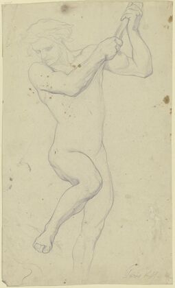 Ein Gefährte des Odysseus als Aktfigur, eine Stange in den Boden stoÃend, aus ‘Odysseus und die Sirenen’