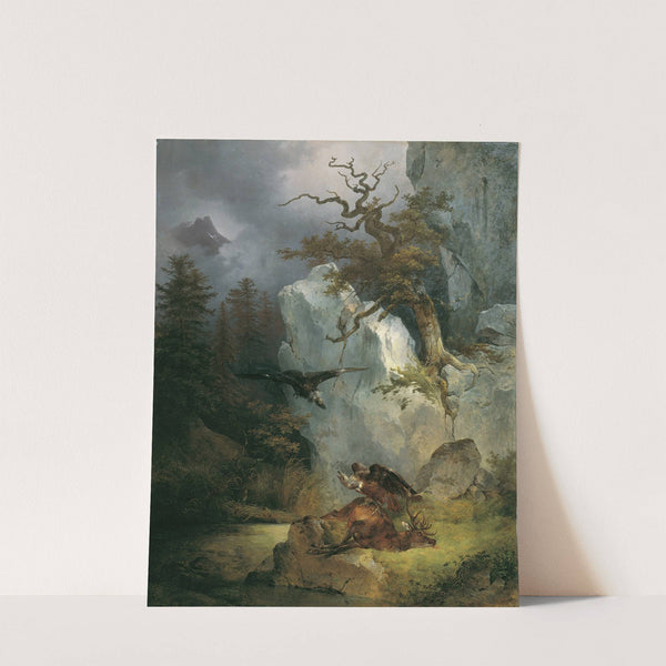 Ein Geier auf verendetem Hirsch (1832) by Friedrich August Matthias Gauermann