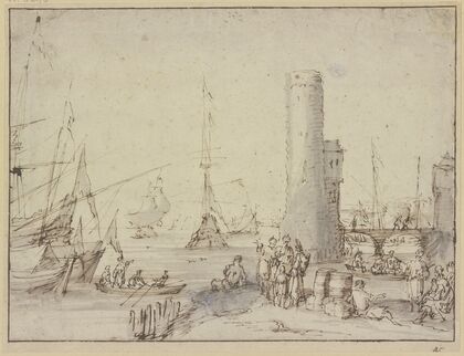Ein Hafen mit einem Leuchtturm