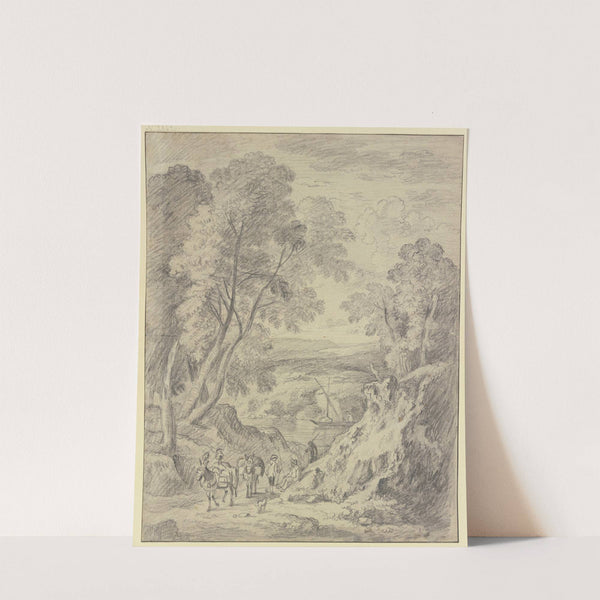Ein Hohlweg nach einem Flusse gehend, vorn Maultiertreiber by Nicolaus Huysmann