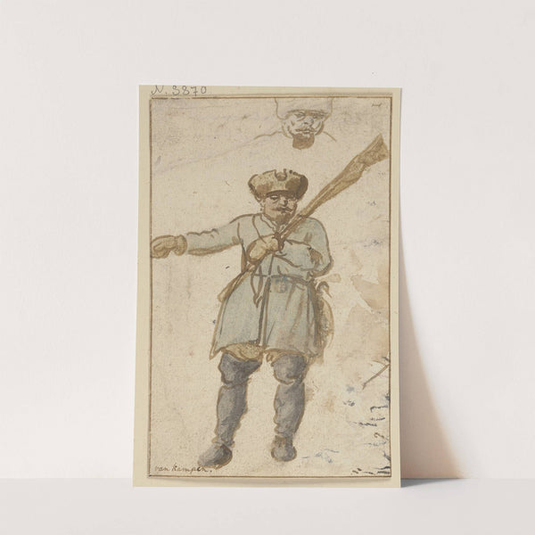 Ein Jäger mit Gewehr und Pelzmütze by Hendrick Avercamp