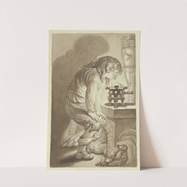 Ein Junge, ein Kohlebecken anfachend by Daniel Nikolaus Chodowiecki