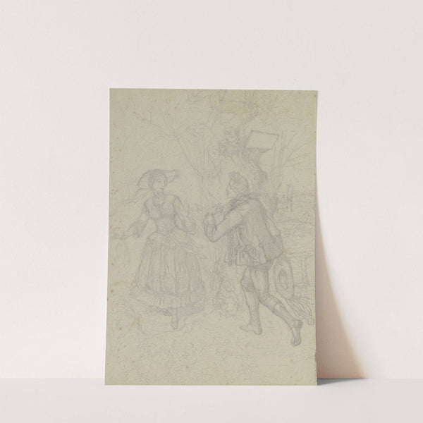 Ein junger Mann einem Fräulein begegnend (Goethe und Friederike Brion) by Ferdinand Fellner