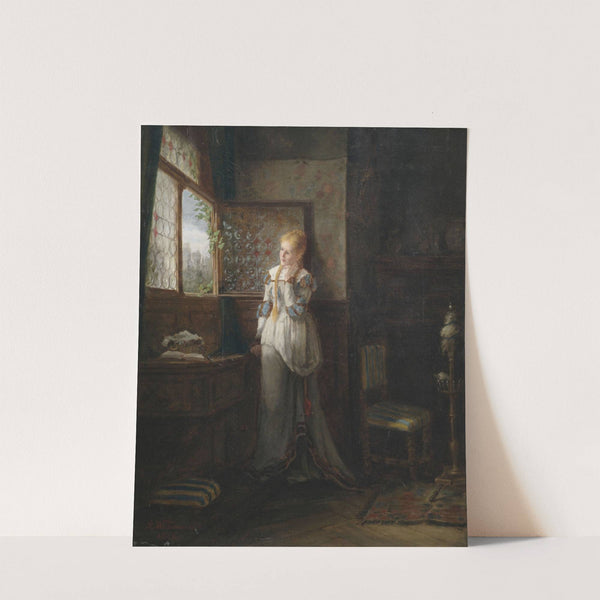 Ein junges Mädchen in Erwartung am Fenster by Paul Wichmann