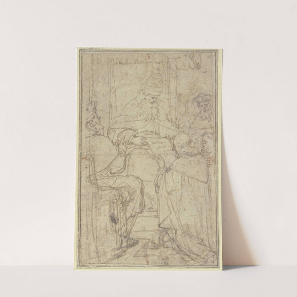 Ein kniender Mönch überreicht dem Papst eine Schrift by Camillo Procaccini