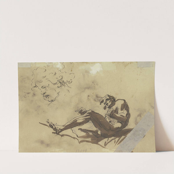 Ein liegender Männerakt sowie das Gesicht eines Knaben im Profil by Gaspare Diziani