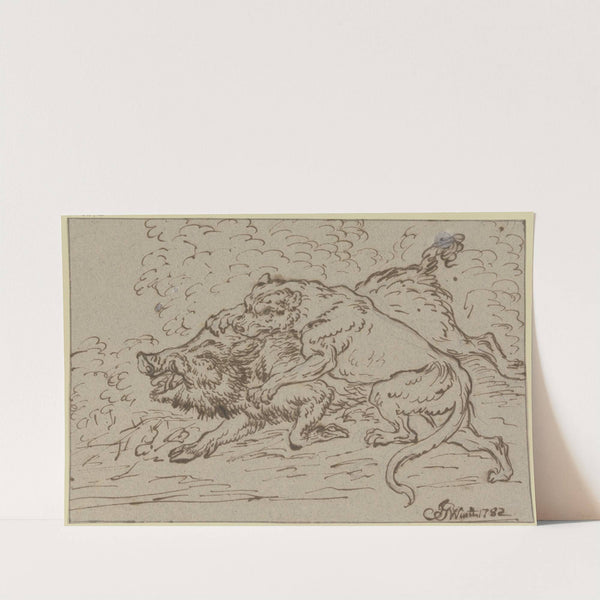 Ein Löwe fällt einen Eber an by Joseph Georg Winter