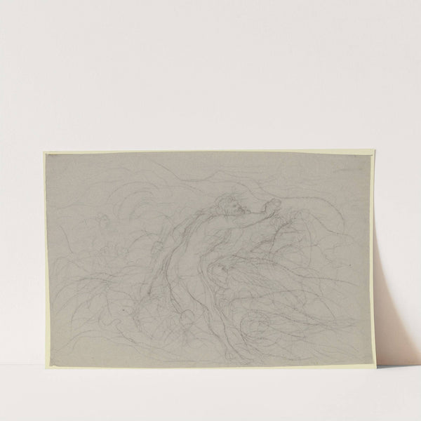 Ein nach rechts gewandter nackter Mann, den rechten Arm ausstreckend by Victor Müller