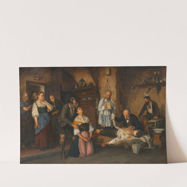 Ein Opfer seines Berufes (Jäger, der von einem Wildschützen angeschossen wurde) by Leopold Bara