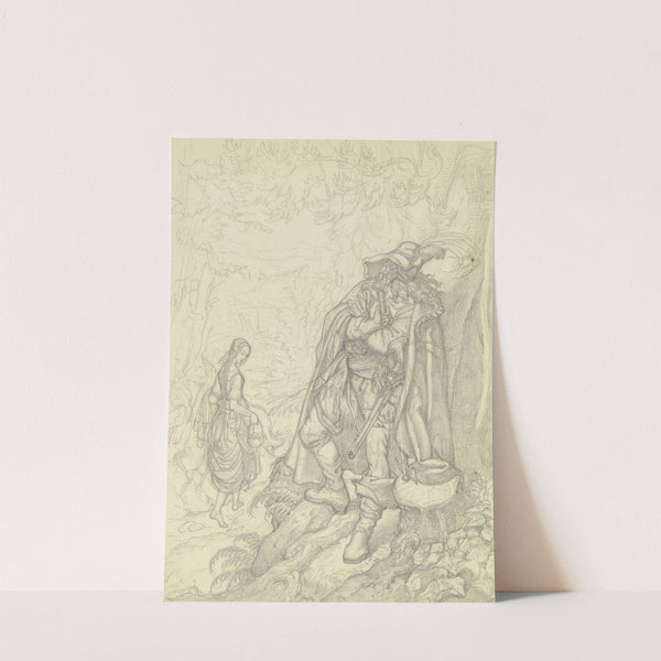 Ein Räuber, ein Bauernmädchen beobachtend by Ferdinand Fellner