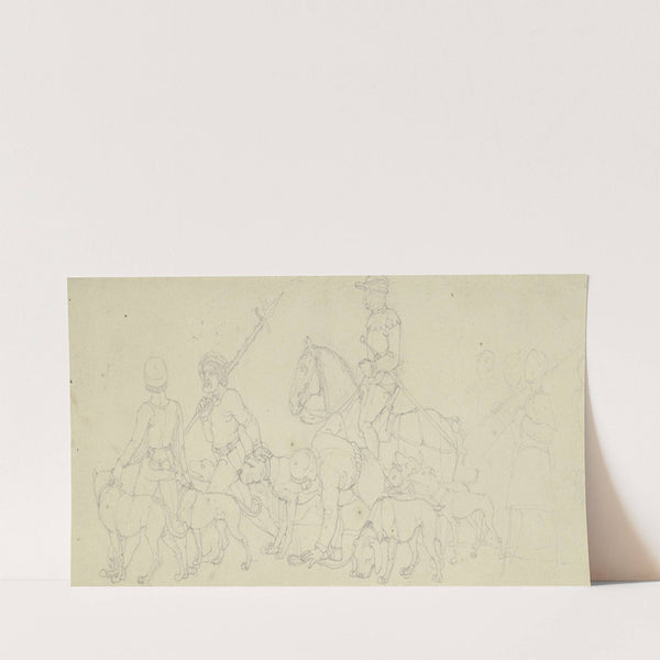 Ein Ritter zieht mit Knechten und vielen Hunden zur Jagd by Franz Pforr