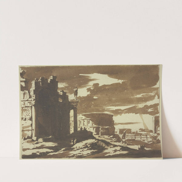 Ein römisches Theater bei einer Brücke by Jacob van der Ulft