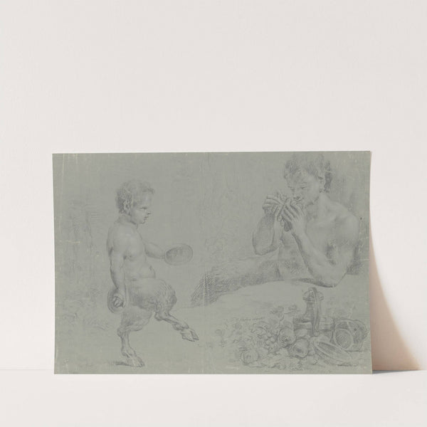 Ein Satyr bläst einem Satyrknaben zum Tanz by Friedrich Wilhelm Schäfer