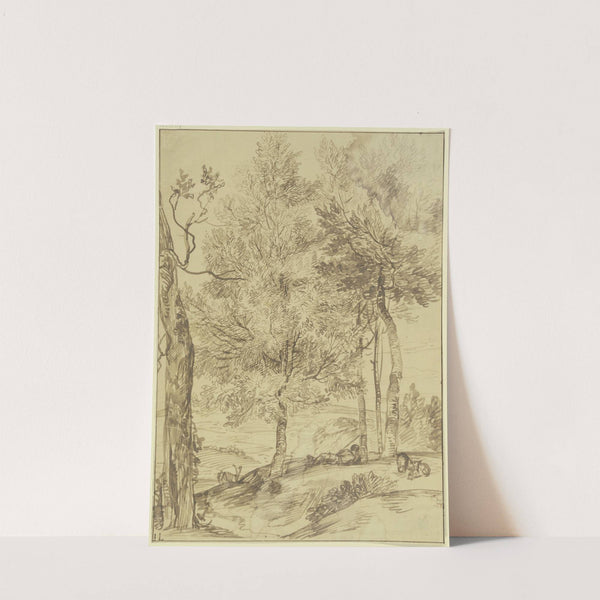 Ein Schäfer auf einem Hügel unter Bäumen liegend by Jan Lievens