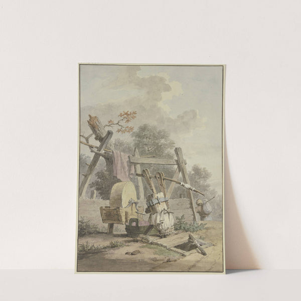 Ein Schleifstein bei einem Brunnen by Pieter Bartholomeusz. Barbiers