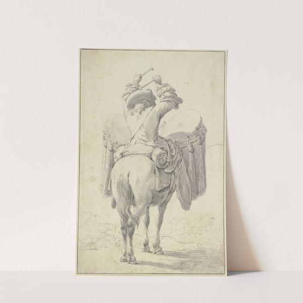 Ein Trommler zu Pferde in Rückenansicht by Theodor Roos