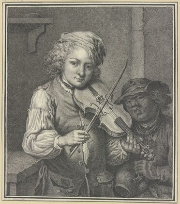 Ein violinspielender und ein singender Savoyardenknabe