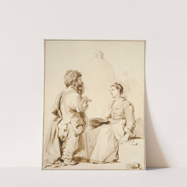 Ein Zwerg und eine junge Frau im Gespräch by Jean-Honoré Fragonard