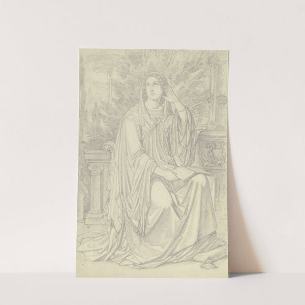 Eine Dame an einem Brunnen sitzend, mit Lektüre beschäftigt by Ferdinand Fellner