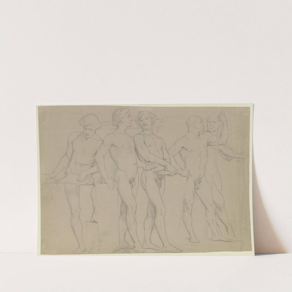 Eine Gruppe männlicher Akte, in unterschiedlichen Handlungen begriffen by Eduard von Steinle
