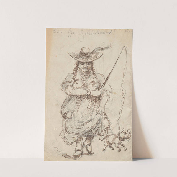 'Eine Holländerin'. Caricature of a woman with a dog by Stanisław Wyspiański